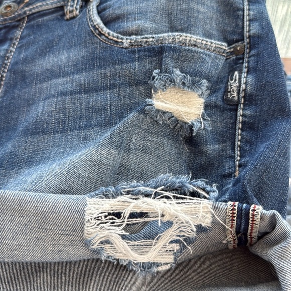 Silver Jean Shorts. The Sam Short. Plus Size 18. Distressed. High Rise. - Picture 9 of 12